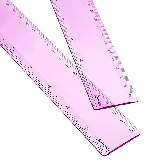 EBOOT 2 Pack Plastic Ruler Straight Ruler Plastic Measuring Tool for Student School Office (Pink, 12 Inch)-DeskLoop Office