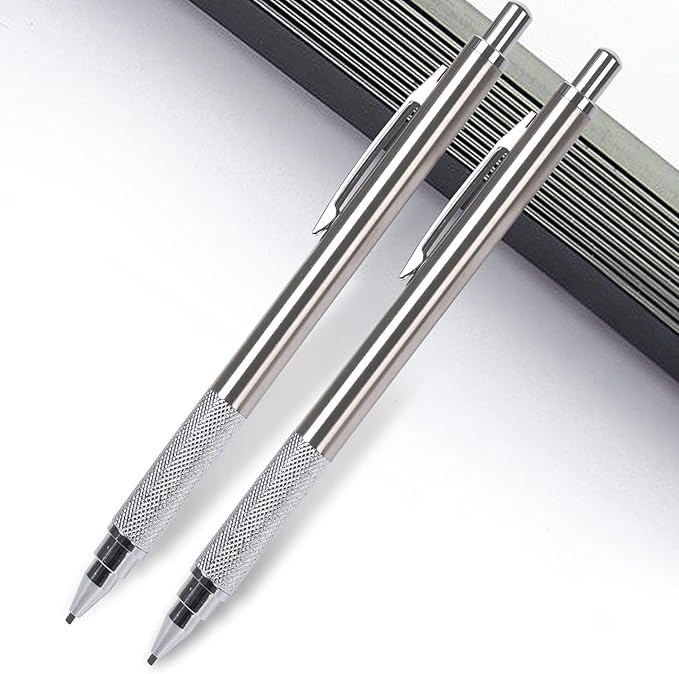 1.3 mm Mechanical Pencil Set with 4 Tubes Lead Refills,2 Eraser,1.3mm Mechanical Pencils,Metal Drafting Pencil, Lead Holder,Drawing Mechanical Pencils,Carpenter Pencils for Marking, Sketching-DeskLoop Office