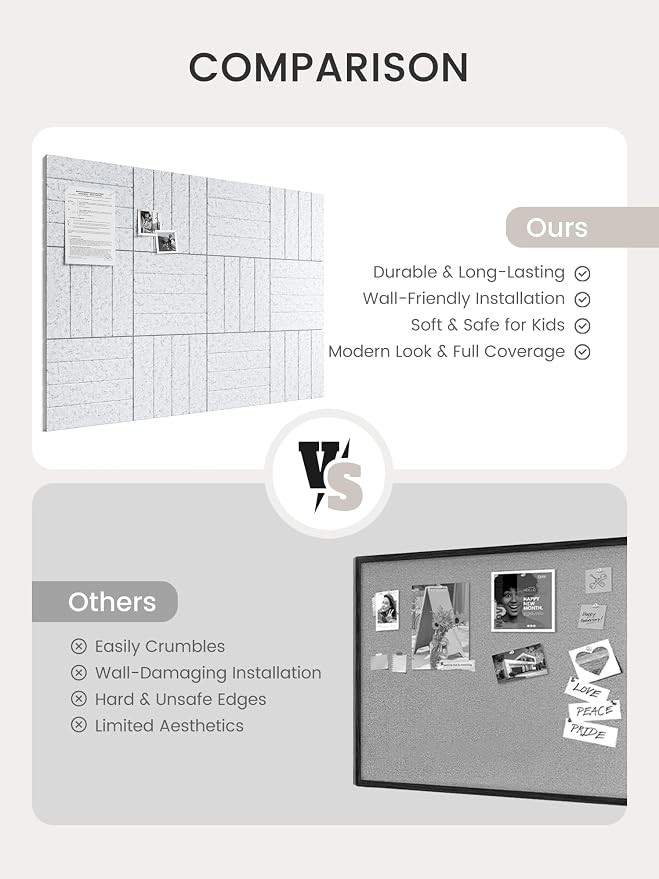 Bumusty Large Cork Board Alternative-48 x 36" Felt Bulletin Board Tiles - Image 7