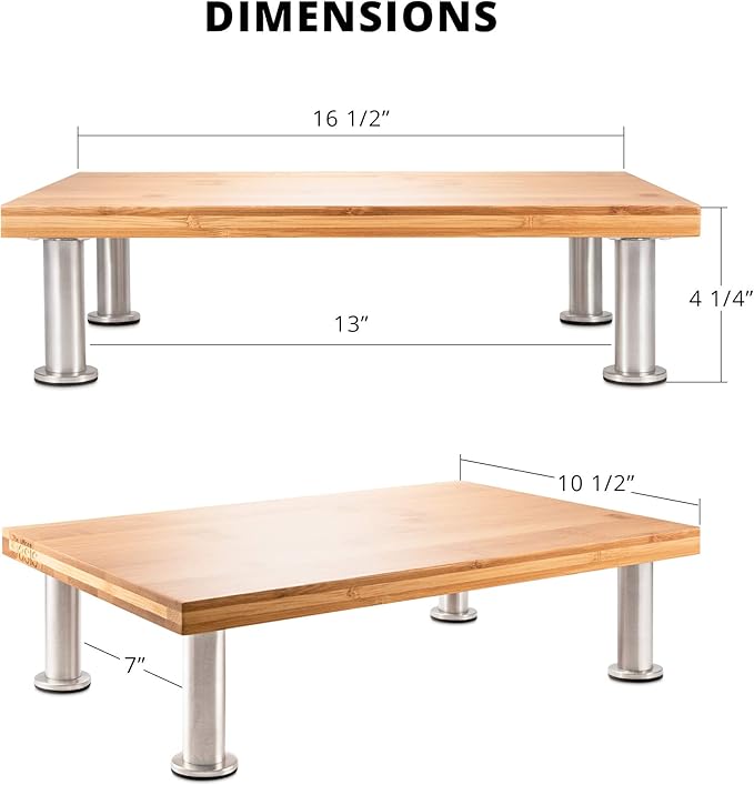 The Original Bamboo Monitor Stand (As Seen On PBS) - Monitor Riser for Computer Screen or Laptop - Desk Shelf Adds Storage Space & Improves Ergonomics - Natural-DeskLoop Office