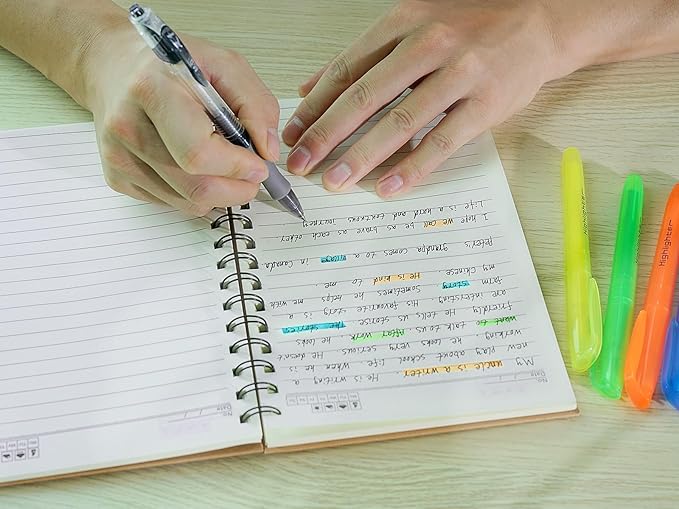 6 Pack Spiral Notebooks 5.83"x8.27", 200 Pages A5 Spiral Notebook Journal, with Kraft Hard Cover, Ruled Lined Paper, for Work, School, College Students, Gifts-DeskLoop Office