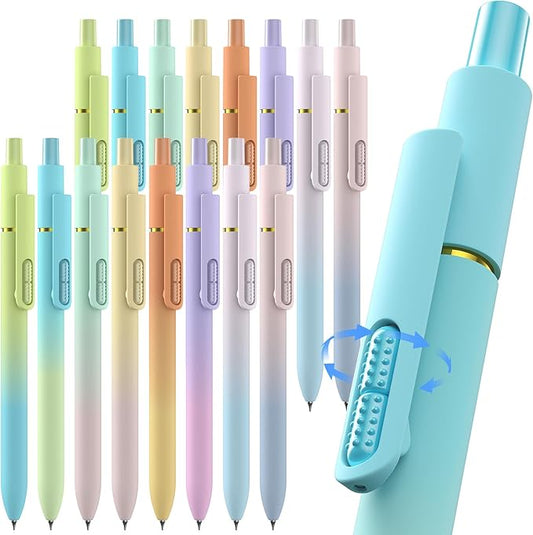 16 Pcs Gel Pens, 0.7mm Fine Point Smooth Writing Pens, Black Quick-Dry Long Lasting Fidge Pens for Journaling, Office, Note Taking, School Supplies, Nurse Aesthetic Pens(Gradient-Black Ink)-DeskLoop Office