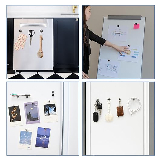 30 Pack Strong Fridge Magnets Refrigerator Magnets for Whiteboard Small Magnets Push Pin Tiny Magnetic Neodymium for Office Classroom Kitchen Home Black-DeskLoop Office