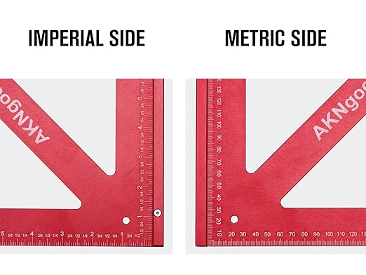 Precision Triangle Square 12inch, Metric & Imperial Scale Framing Square for Precise 90 and 45-Degree Measurement, Aluminum Alloy Architect Ruler for Carpenter-DeskLoop Office