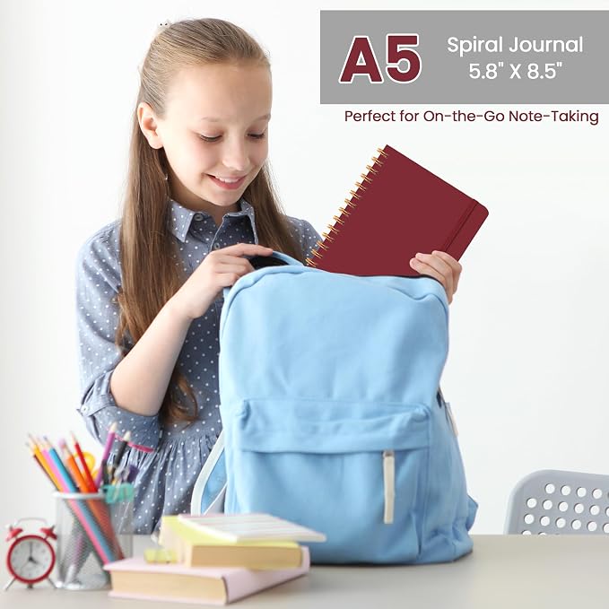 CICPAP Lined Spiral Journal Notebook, A5 College Ruled Notebook - Image 6