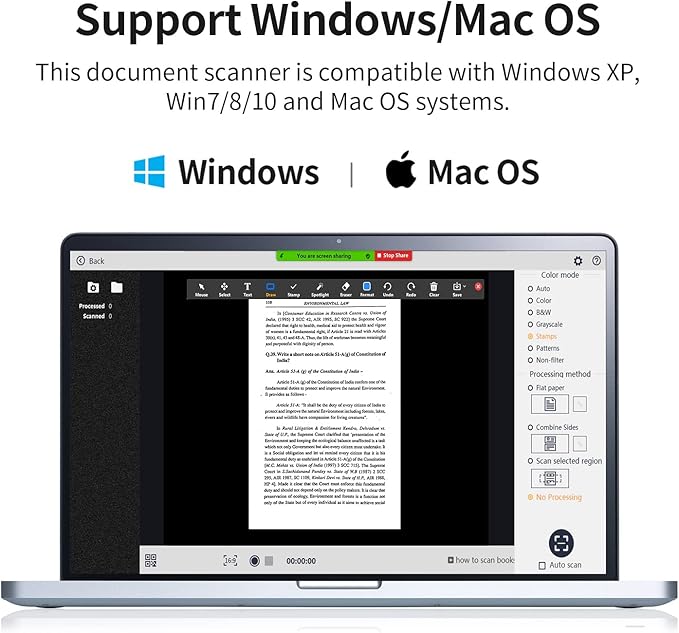 CZUR Shine Ultra Pro 24MP Document Scanner, USB Book Scanner, Portable Document Camera, A3 Large Format Book Scanner, Adjustable Height, Max DPI 440, for Windows & Mac-DeskLoop Office