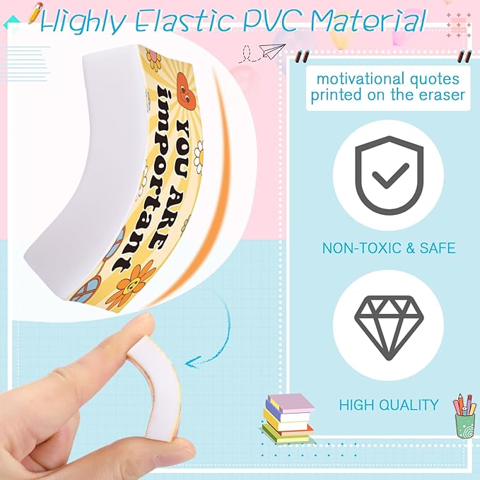 180 Pcs Inspirational Erasers for Kids Christian Pencil Erasers Bulk, Back-to-School Gifts Motivational and Cute Supplies for Students Classrooms, Drawing(Boho,Inspirational)-DeskLoop Office