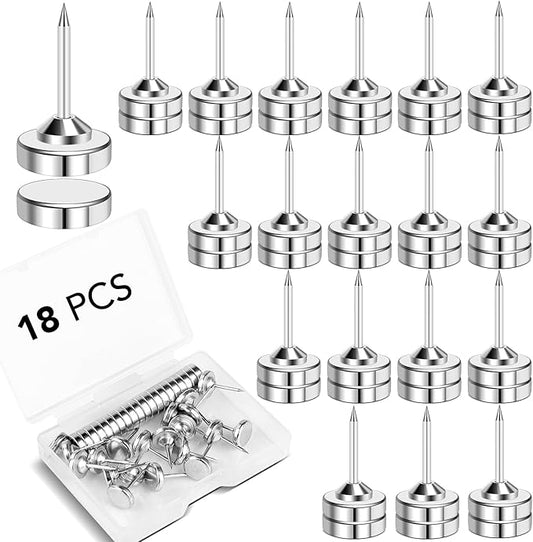 E BAVITE Magnetic Push Pins Thumb Tacks, 18 Sets Magnet Pushpins for Wall Bulletin Board Cork Board Cute Decorative Push Pin Clips for Poster Hanger Picture Hanging Classroom Accessories-DeskLoop Office