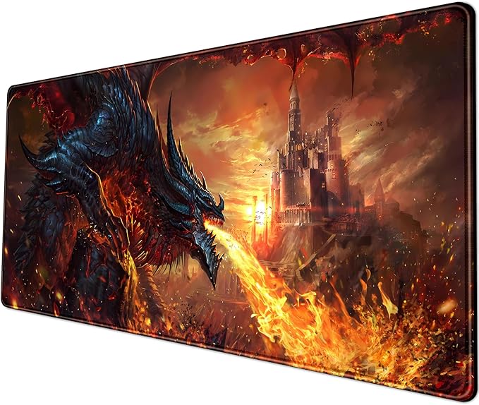 Japanese Desk Mat Dragon Castle Desk Pad Game Aesthetic Mouse Pad Large Gaming Mousepad Extended Keyboard Pad 31.5 x 11.8 in Laptop Computer Mouse Keyboard Mouse Pads for Desk Decor Mat.-DeskLoop Office