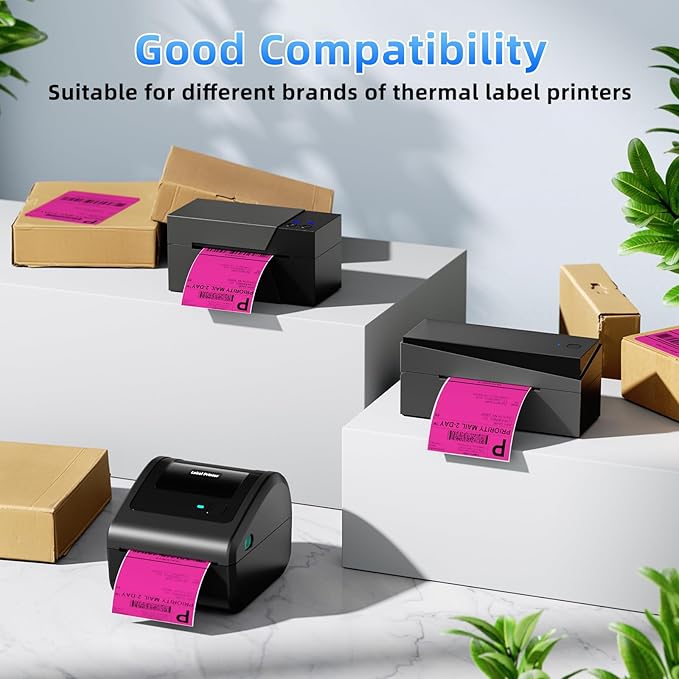 4x6 Thermal Labels, 1 Packs of 500 4x6 Fold Labels Rose Red - Compatible with JADENS, ASprink, Phomemo, Rollo, Zebra, Omezizy and Other Thermal Printers-DeskLoop Office