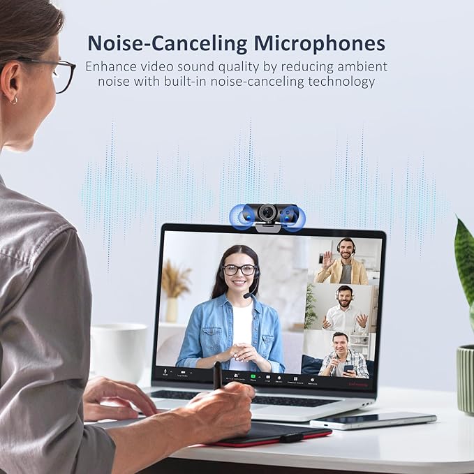 NexiGo HelloCam Pro, Webcam with Windows Hello, 1080P 60FPS Autofocus, True Privacy, Automatic Electronic Shutter, Computer Camera, Microphone, Facial Enhancement, HD USB Web Cam-DeskLoop Office