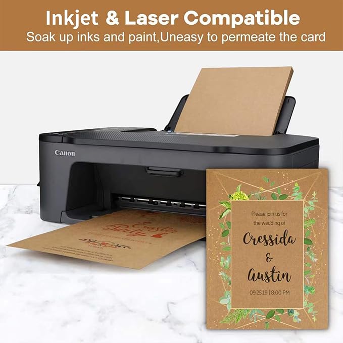 100 Sheets Kraft Paper Brown Cardstock 8.5 x 11, Goefun 80lb Card Stock Printer Paper for Invitations, Menus, Crafts, DIY Cards-DeskLoop Office