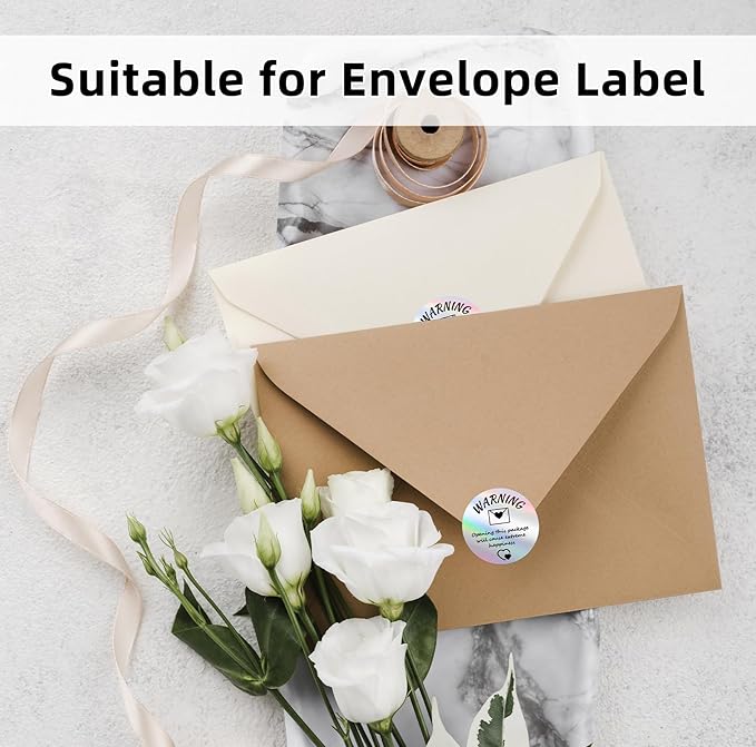 2'' Circle Thermal Labels, Holographic Sliver 400pcs Round Thermal Printer Labels, Multi-Purpose Stickers for Logo Design, Name/Price Tag, Address, QR Code-DeskLoop Office