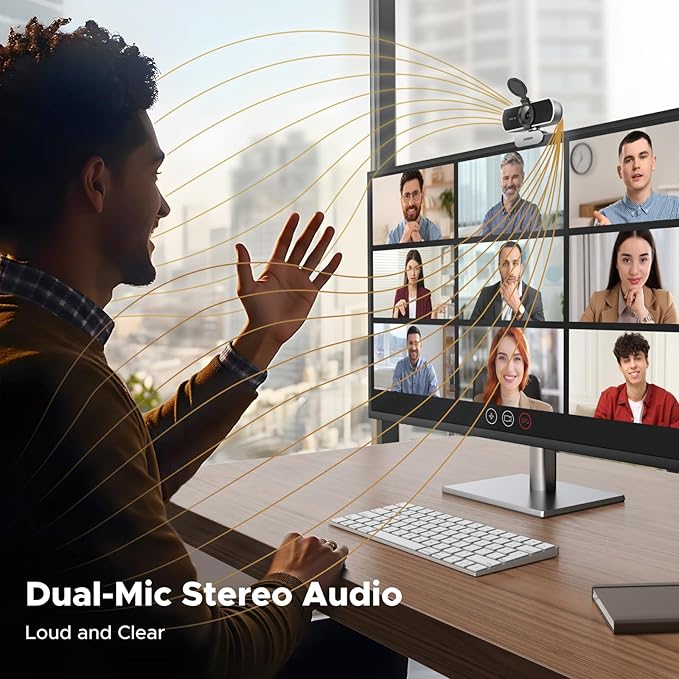 UGREEN 2K Webcam for PC Ultra HD 1080P Computer Webcam with Microphone, PC Camera with Privacy Cover, USB Web Camera for Streaming, Conference, Video Calling, Zoom, Skype, Teams, FaceTime, Silver Grey-DeskLoop Office