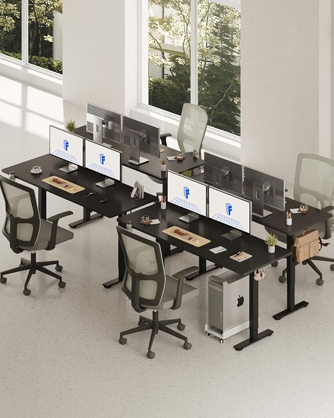 FLEXISPOT 79 x 32 Inch Large Standing Desk, Stand Up Desk with Splice Board, Rising Desks for Home Office, Office Desk with Cup Holder and Headphone Hook (Black Frame + Black Top, 2 Packages)-DeskLoop Office