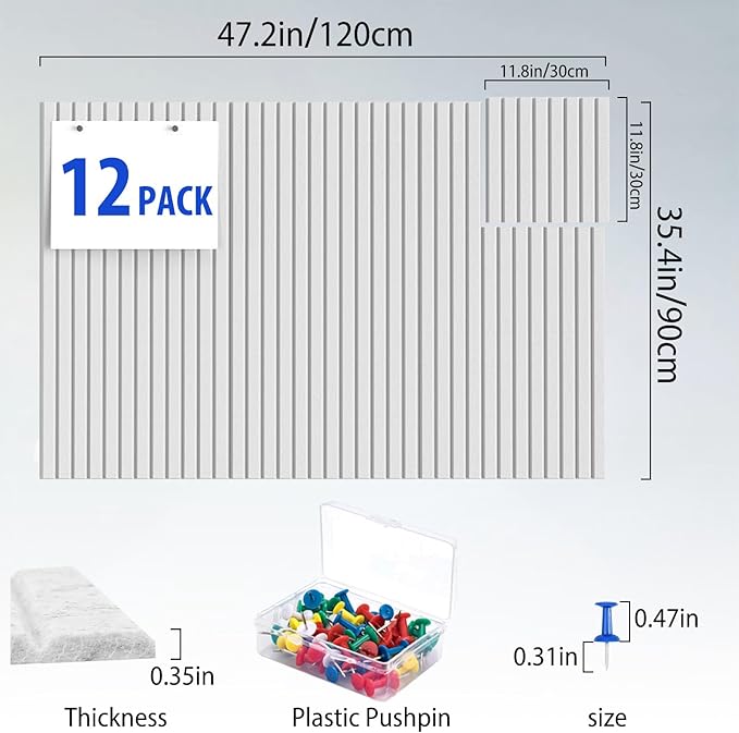 Cork Boards for Walls 48" x 36" Felt Board Alternative, 12 Pack Felt Wall Tiles Bulletin Board, Large Cork Board for Office Pin Board Tack Board Cork Boards-DeskLoop Office