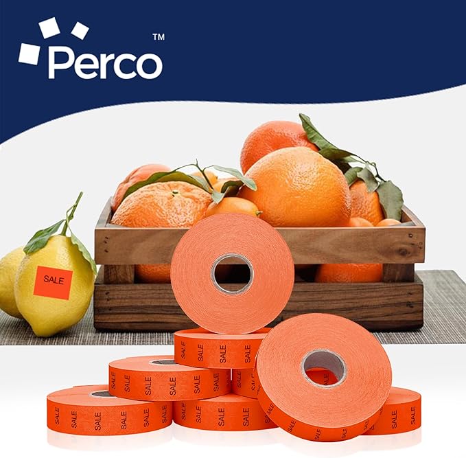 Perco Red Sale Labels Pricing Labels for Monarch 1136 Price Gun – 3 Sleeves, 24 Rolls Value Pack - 42,000 Price Marking Labels – with Ink Rolls Included