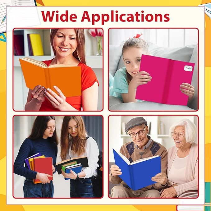 Jumbo Book Covers 8 Pack Reusable Fabric Book Cover Protective Books Covers 9 x 11 Inch Colorful Stretchable Books Sleeve Cover with Label Sticker for Most Hardcover Textbooks Up to 10 x 12.5 Inch-DeskLoop Office