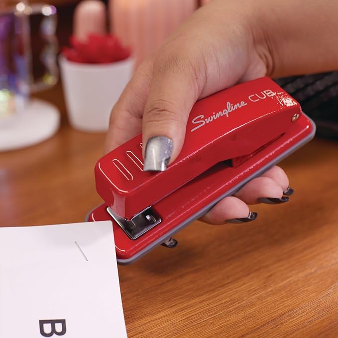 Swingline Stapler, Cub Compact Desktop Stapler, 20 Sheet Capacity, Metal, Rio Red (S701070)-DeskLoop Office