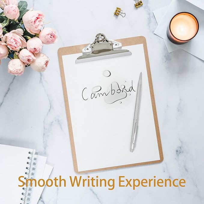 Cambond Ballpoint Pens Fancy Pens - Wedding Guest Book Metal Pen Uniform Christmas Gift Sliver Pen Black Ink 1.0mm Medium Point, 3 Pens with 3 Refills (Silver)-DeskLoop Office