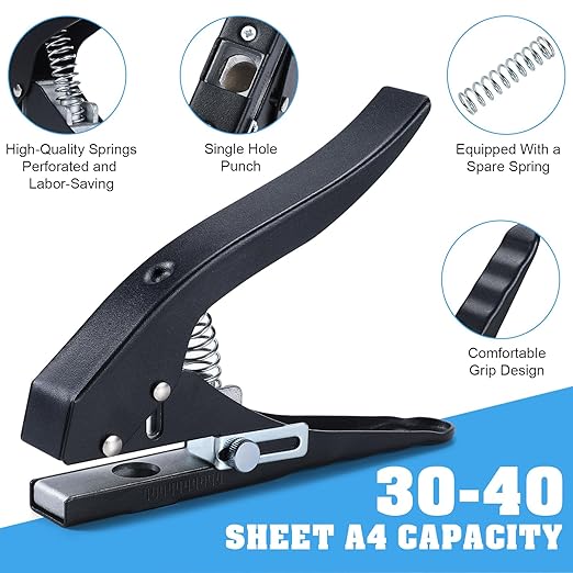Hole Punch,Heavy Duty Hole Puncher Single,Paper Punch Portable Hand Held Long Hole Punch for Paper Cards Plastic Cardboard (10MM)-DeskLoop Office