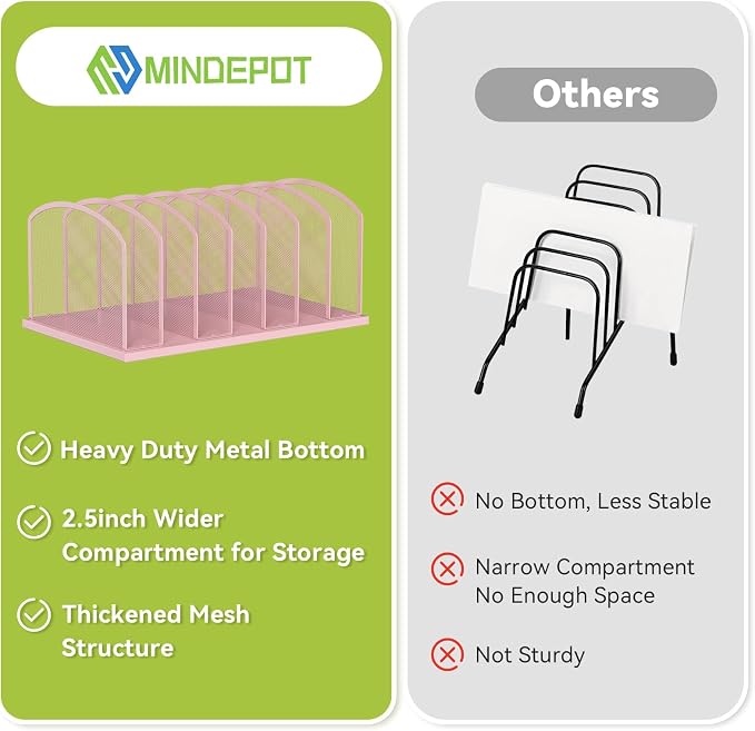 Desk File Organizer Vertical 7 Sections Mesh File Sorter Paper Storage Organizer - Image 6