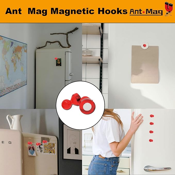 Ant Mag Magnetic Push Pins 48pcs Strong Whtieboard Pins Magnets Perfect Use for Map Fridge Kitchen Home Office Classroom-DeskLoop Office
