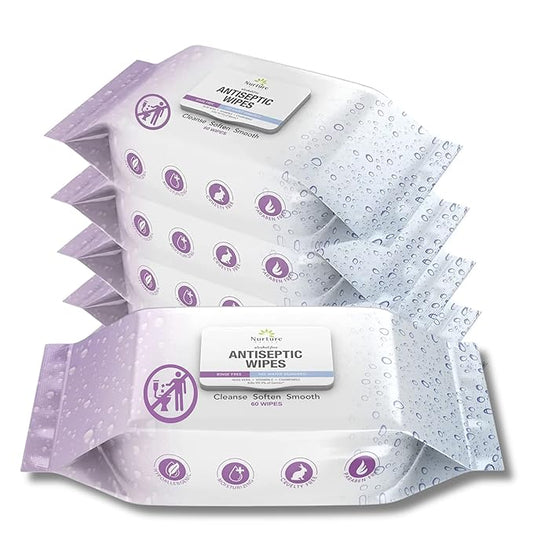 Nurture XL Antibacterial Body & Hand Wipes | Alcohol-Free Antiseptic Wet Sanitizer Towelettes for Germ Removal, Disinfecting Skin, Sanitizing Hands |Cleaning Cloths | Adults & Baby | Thick & Strong-DeskLoop Office