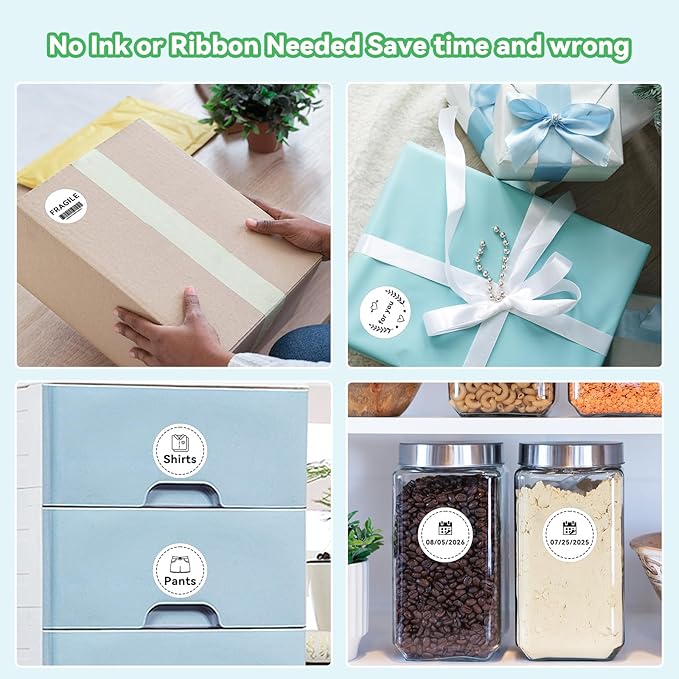 2'' White Round Thermal Labels, 750pcs Circle Thermal Printer Label, Multi-Purpose for DIY Logo Design, Name/Price Tag, Address, QR Code, 750 Labels/Roll-DeskLoop Office