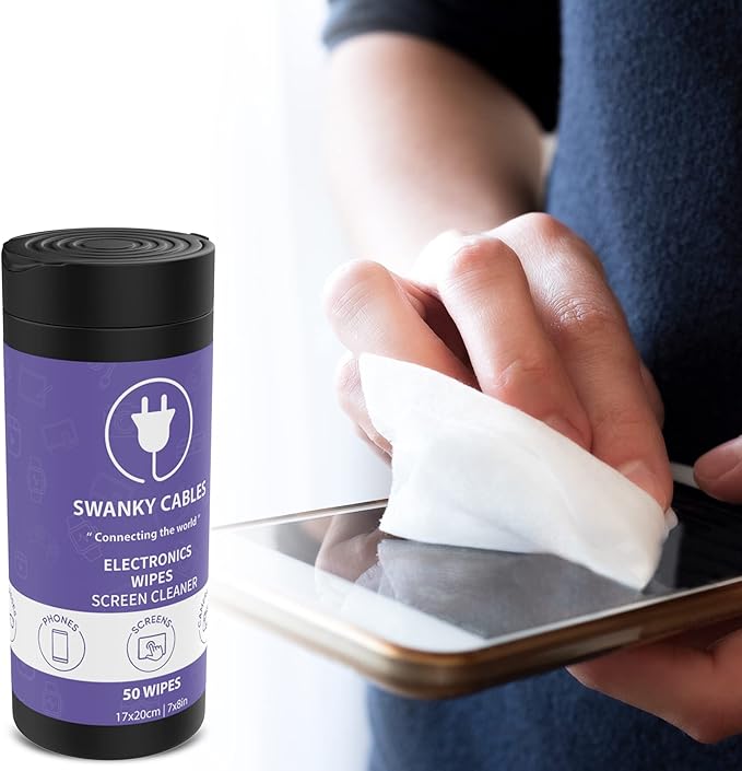 Electronic Cleaning Wipes - Computer, TV, Monitor, Phone, Laptop, Tablet, Keyboard, Camera & Lens Cleaner, Portable Tech Screen Cleaner - With Microfiber Cloth - Canister, 150 Count-DeskLoop Office