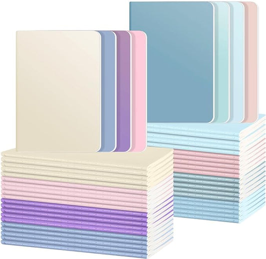 Ddaowanx Notebooks, Journals in Bulk, Blank Paper Sketchbooks, 72 Pages, 36 Sheets, 80GSM, 8.3x5.5 Inch, A5 Size, Travel Writing Notebooks Journal for Office School Supplies (Blank-48pack, 8 Colors)-DeskLoop Office