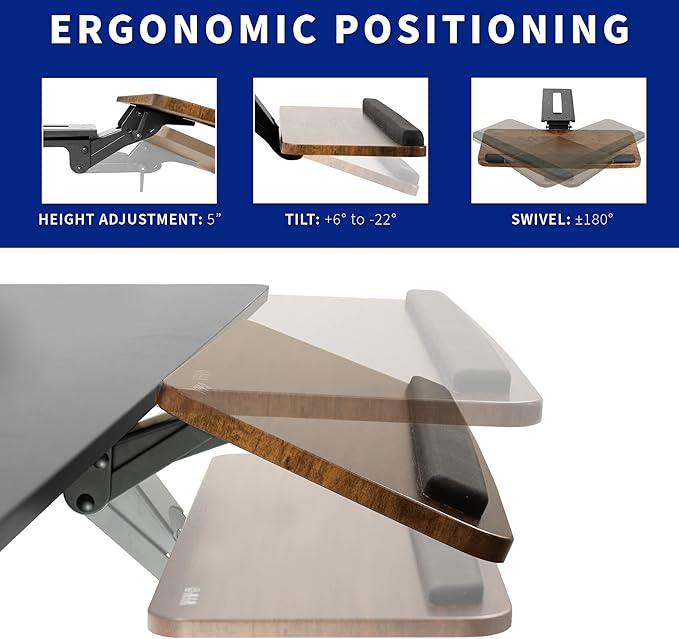 VIVO Adjustable Computer Keyboard and Mouse Platform Tray, Ergonomic Under Table Desk Mount Drawer Underdesk Shelf, Rustic Vintage Brown, MOUNT-KB03N-DeskLoop Office