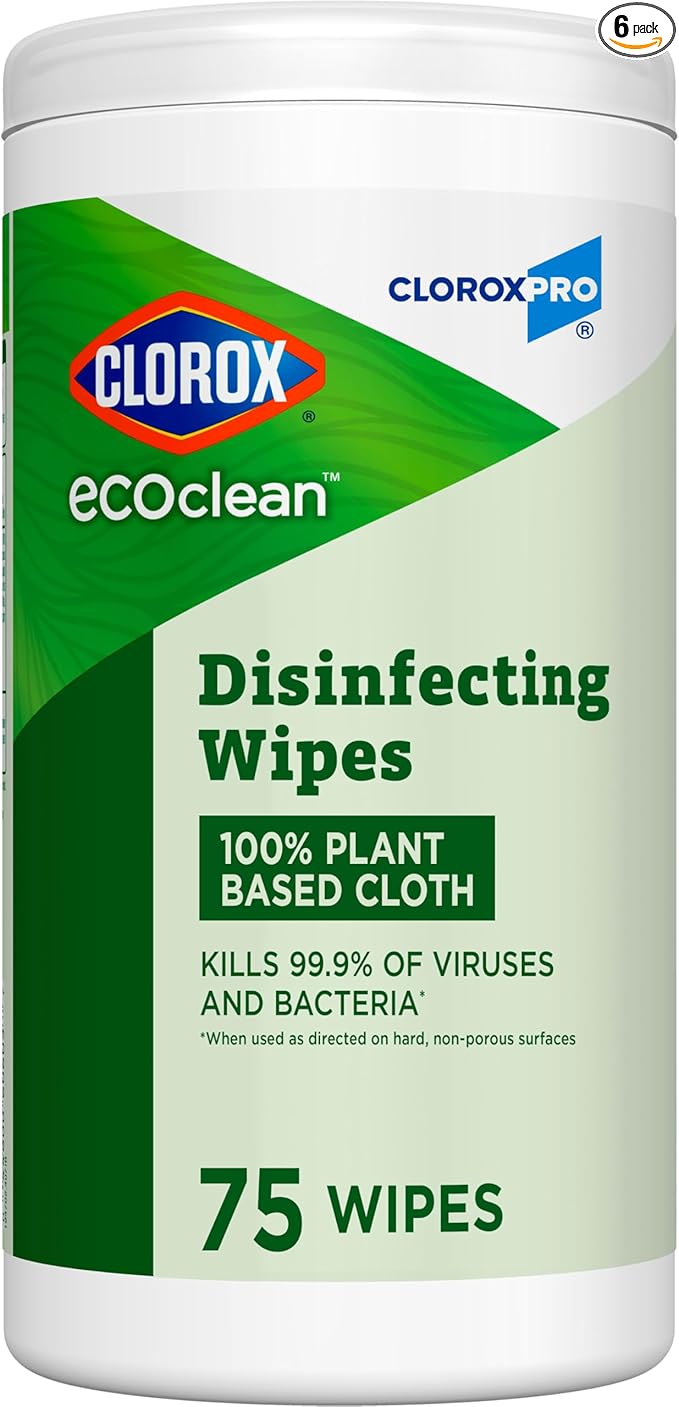 CloroxPro Clorox EcoClean Disinfecting Wipes, Multipurpose 100% Plant Based Cleaning Cloths, Antibacterial Disinfectant, Safe for Multi Surface Use, 75 Count-DeskLoop Office