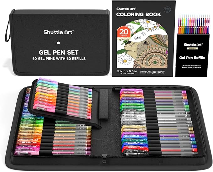 Shuttle Art Gel Pens, 120 Pack Gel Pen Set 60 Colored Gel Pen with 60 Refills for Adults Coloring Books Drawing Doodling Crafts Scrapbooking Journaling-DeskLoop Office