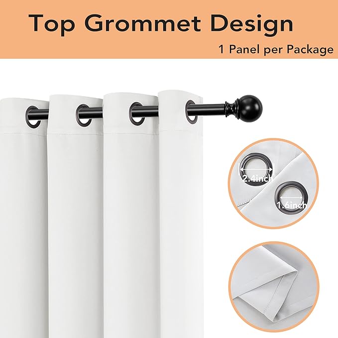 BONZER Room Divider Curtain Screen Partitions Total Privacy Wall Wide Blackout Curtains for Shared Room, 108L x 70W Inch (9L x 5.8W ft), 1 Panel, Greyish White-DeskLoop Office