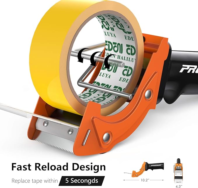 Fast Reload 2 Inch Tape Gun Dispenser Packing Packaging Sealing Cutter Orange-DeskLoop Office