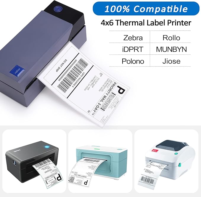 1000 Fanfold 4"x6" Direct Thermal Shipping Address Labels, (500 Labels/Stack) Paper Label for Direct Thermal Printer MUNBYN, JADENS, BEEPRT, ASprink, Nelko, Phomemo, for UPS USPS-DeskLoop Office
