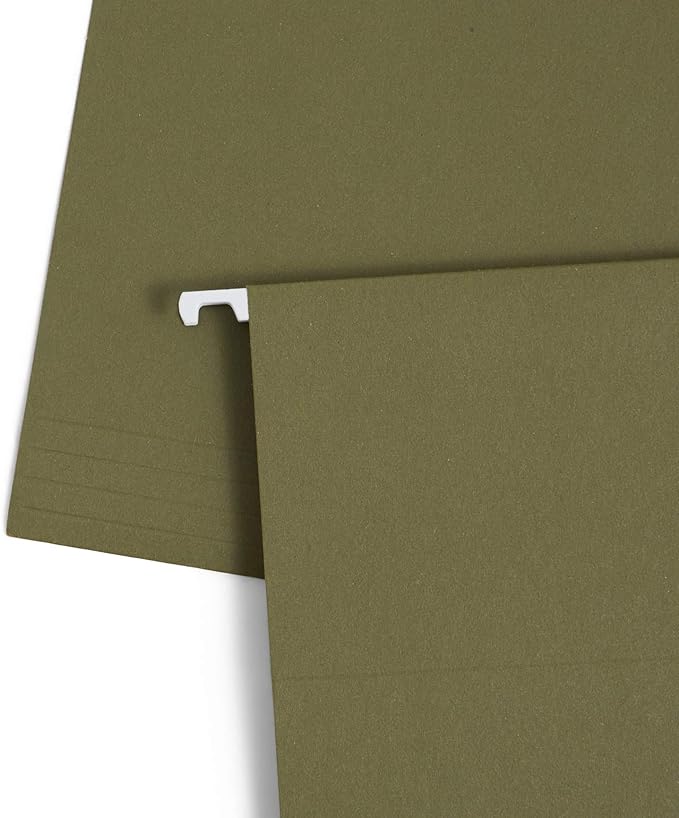 Blue Summit Supplies 25 Hanging File Folders, Reinforced Hanging Folders, Standard File Folders for Filing Cabinet, Letter Size, Green, 25 Pack-DeskLoop Office