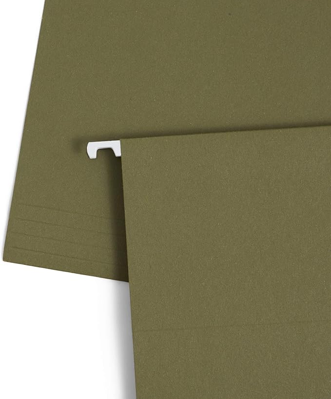 Blue Summit Supplies Hanging File Folders, 75 Pack, Reinforced Hanging Folders Letter Size, Standard File Folders for Filing Cabinet, Hanging File Organizer, Green-DeskLoop Office