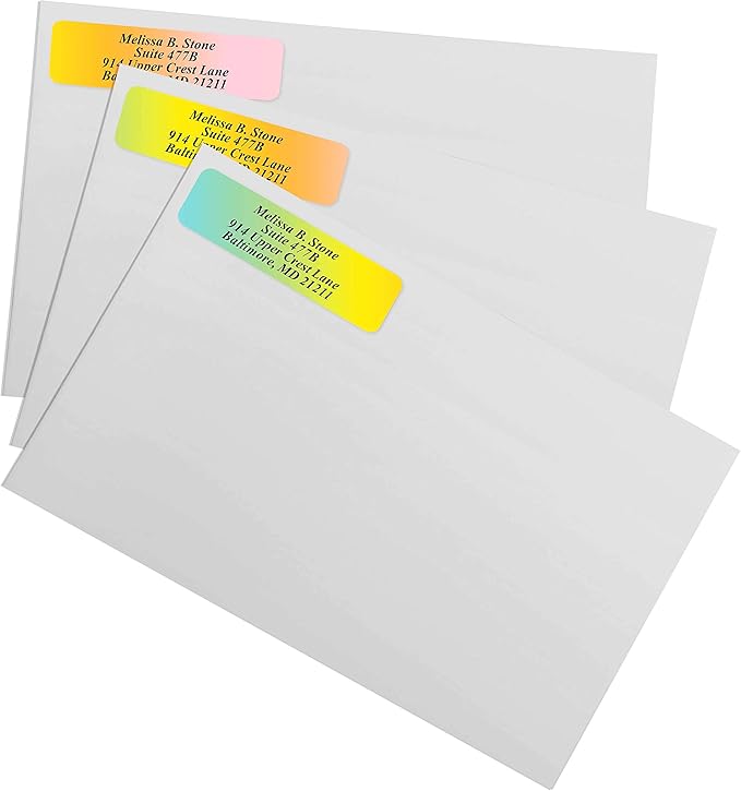 Cascading Rainbow Medley Personalized Return Address Labels with Elegant Plastic Dispenser - Roll of 250 Custom Stickers-DeskLoop Office