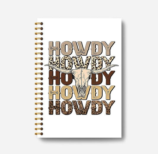 Howdy Western Notebook Journal 164 Pages - Western Gifts for Women Cowboy Cowgirl, Western Cool Notebook, College School Supplies, 5.5×8.3 Notebook Spiral Bound-DeskLoop Office