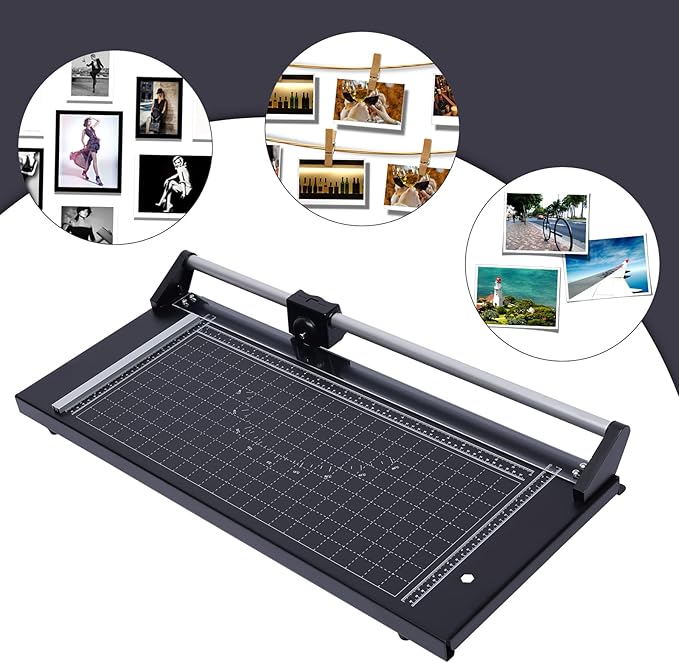 24 Inch Commercial Manual Precision Rotary Paper Trimmer Cutter,Heavy Duty,Smart Cut for Photo Paper, Film, Art Paper Jam, Office Paper, Thin Plastic Soft Board, PVC,Cutting Table 80x31.5cm-DeskLoop Office
