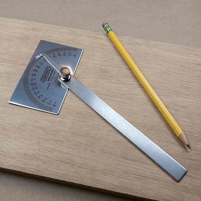 General Tools Angle Protractor #17 Stainless Steel Square Head + General Tools 88CM Tungsten Carbide Scribe and Magnet, Copper, Replaceable Tip-DeskLoop Office