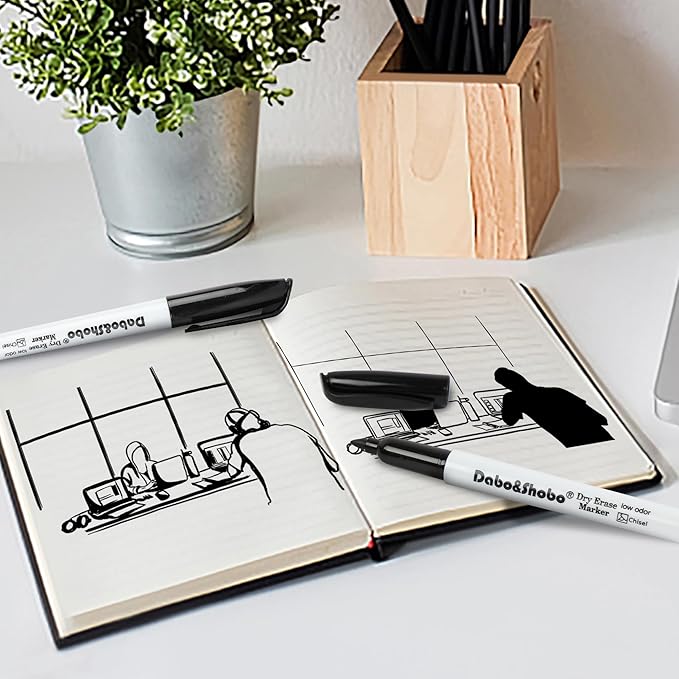 Dabo&Shobo Dry Erase Markers Bulk, 120 Count Black Whiteboard Markers, Low Odor Dry Erase Markers, Chisel Tip, Suitable for School, Office, or Home-DeskLoop Office