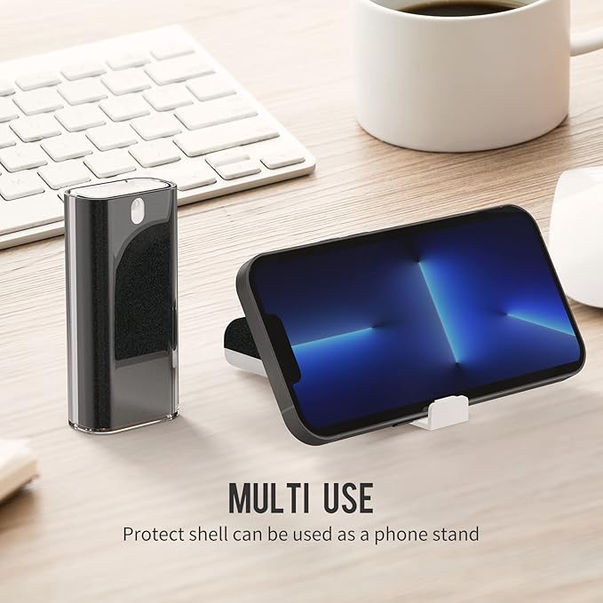 CLICK CLEAN Touchscreen Mist Cleaner, Screen Cleaner, All in One Screen Cleaner Spray with Microfiber and Phone Stand for All Phones, Laptop and Tablet Screens (Black)-DeskLoop Office