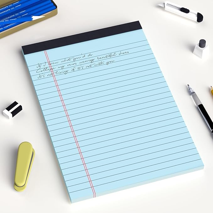 6pcs Small Note Pad 5x8 College Ruled Blue Legal Pads Paper Notepads 6 Pack Study Back Writing Pads 5 x 8 Legal Pads Perforated Narrow Ruled Pads of Paper Blue-DeskLoop Office