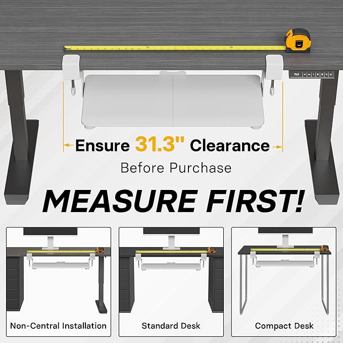 BONTEC KMT01 Under Desk Keyboard Tray, Pull-Out Keyboard & Mouse Platform with C-Clamp, 25.6 x 11.8 in Space-Saving Ergonomic Slide-Out Drawer, White-DeskLoop Office