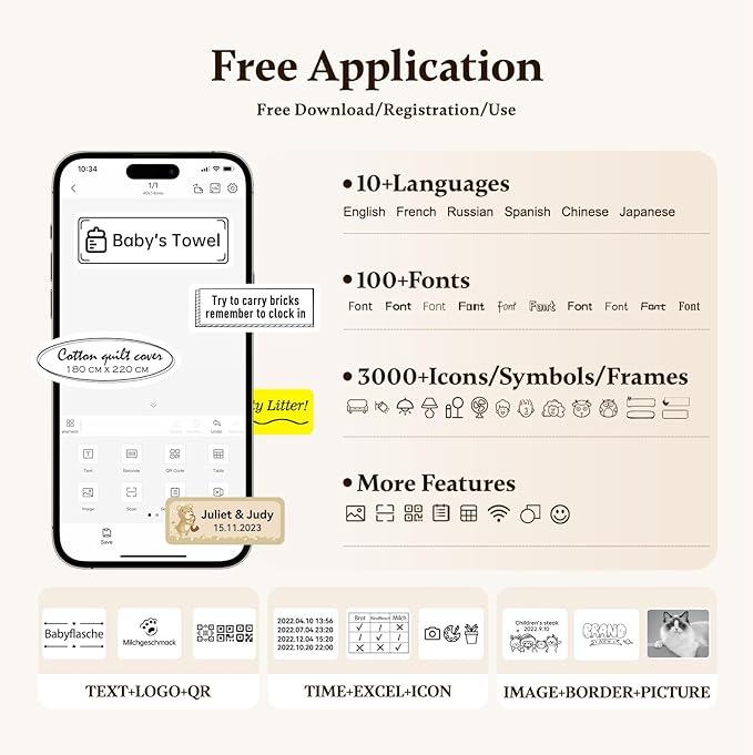 NIIMBOT D11 Bluetooth Label Maker 300 DPI Portable Label Printer with 3Rolls Labels-DeskLoop Office