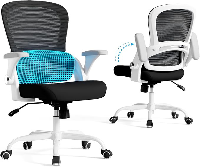 TRALT Beige Gaming Chair - Ergonomic Office Chair with Back Support, Home Office Desk Chairs, Computer Chair, 330lbs Wide Seat Big and Tall Office Chair for Professionals (White Black)-DeskLoop Office