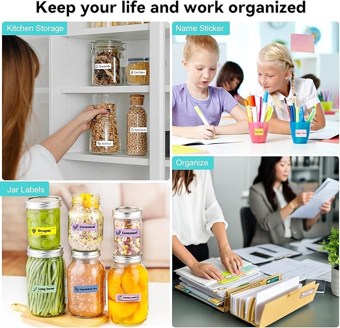 Upgraded Bluetooth Label Maker Machine - Portable Mini Thermal Sticker Printer Supports 14 Different Label Sizes with 300 DPI Inkless Tech Suitable for Home,Office,School Storage and Signage (Blue)-DeskLoop Office